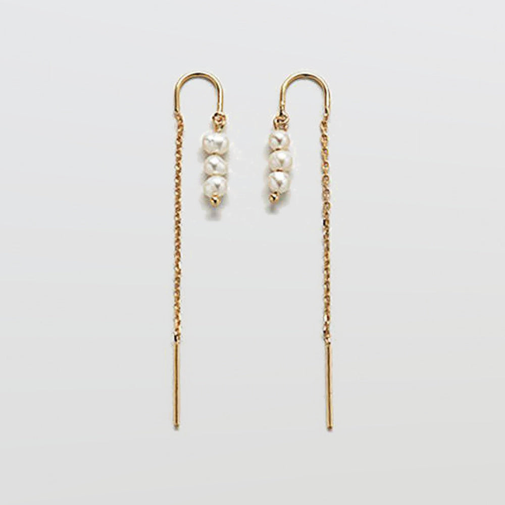 Triple Pearl Drop Threader Earrings - Admiral Row