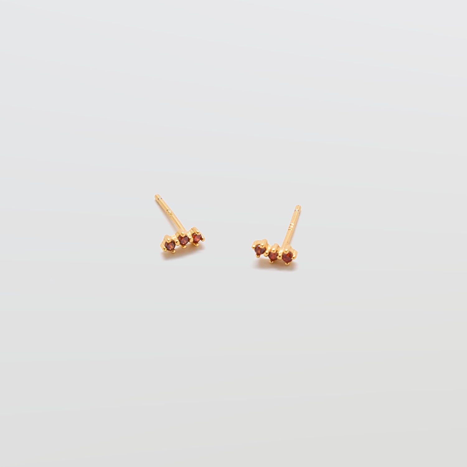 Red Garnet Gold Bar Earrings - Admiral Row