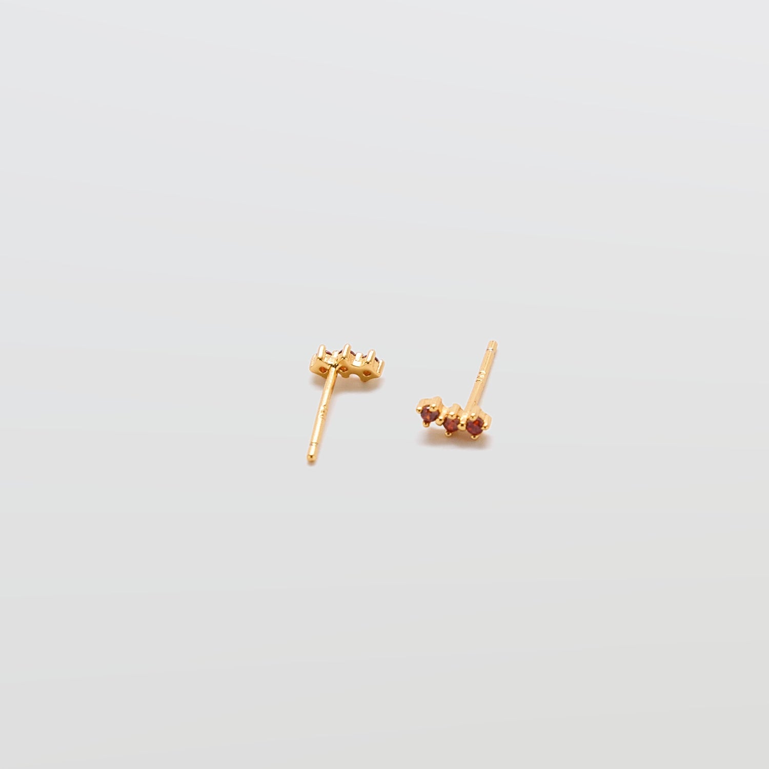 Red Garnet Gold Bar Earrings - Admiral Row