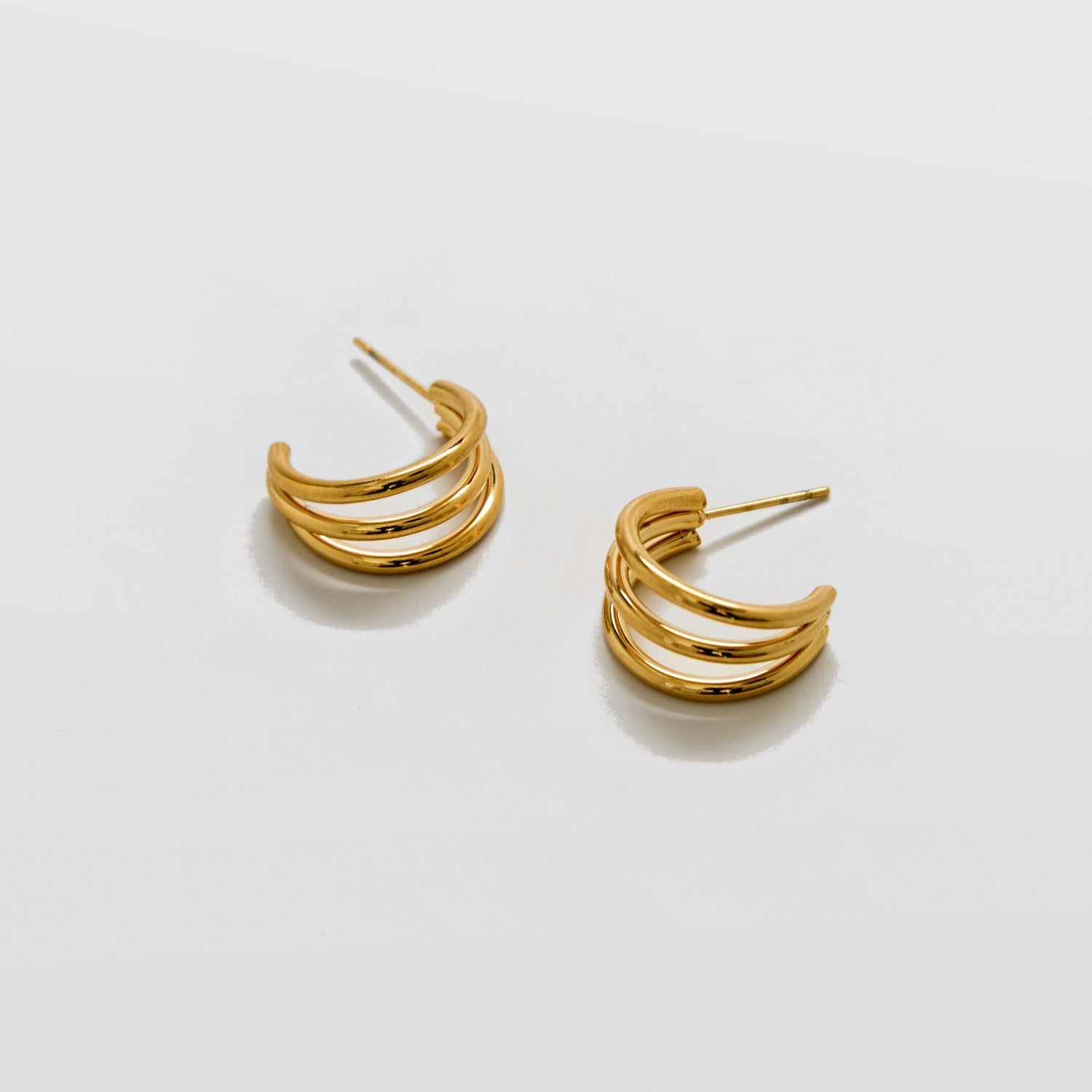 Triple Arc Gold Hoop Earrings