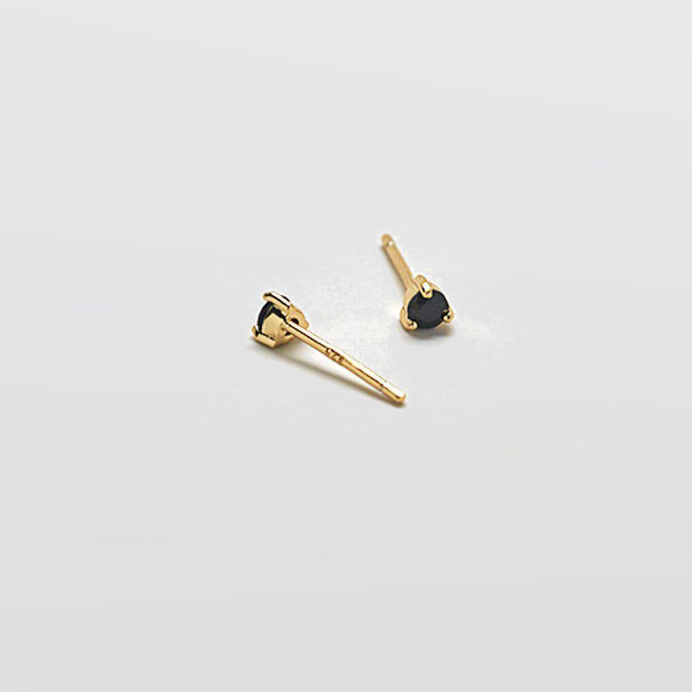 Black CZ Round Stud Earrings - Admiral Row
