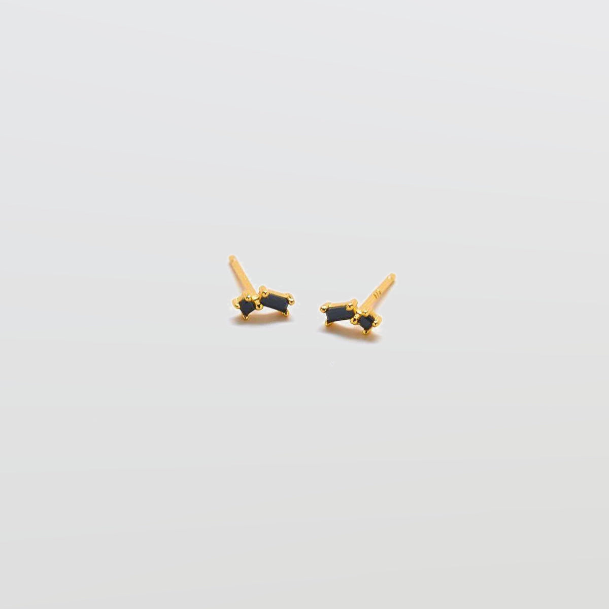 Black Geo Baguette Gold Studs - Admiral Row