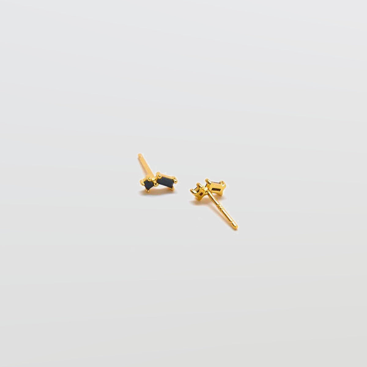 Black Geo Baguette Gold Studs - Admiral Row