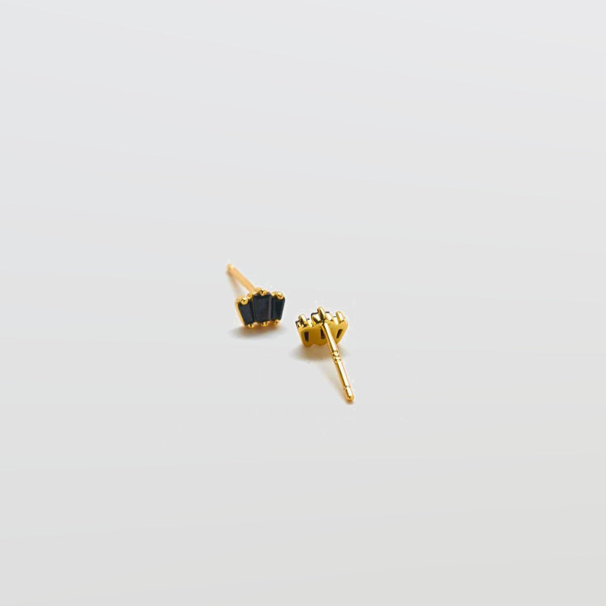 Black Trio Baguette Gold Studs - Admiral Row