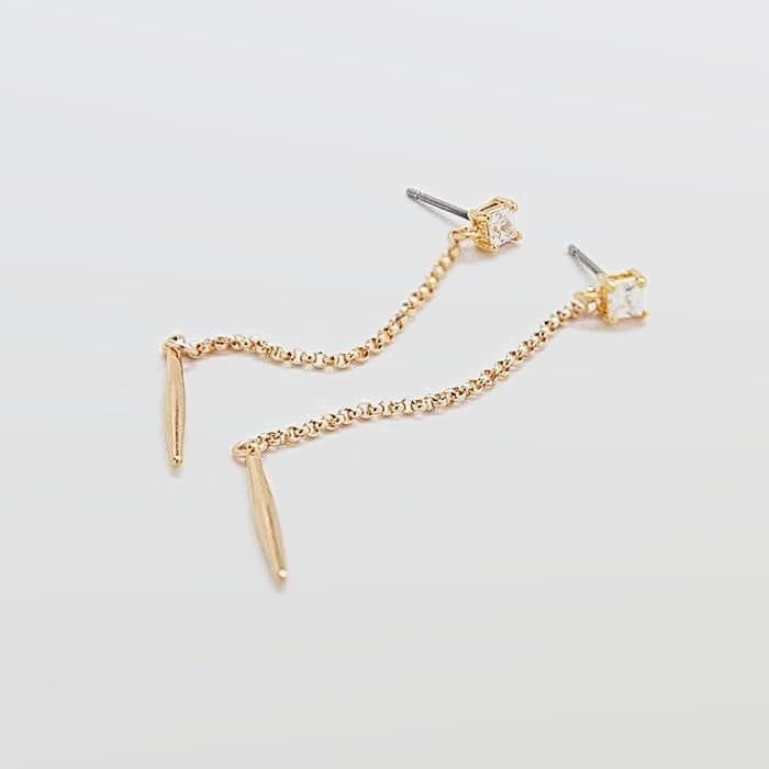 Diamond Gold Spike Drop Earrings - Admiral Row