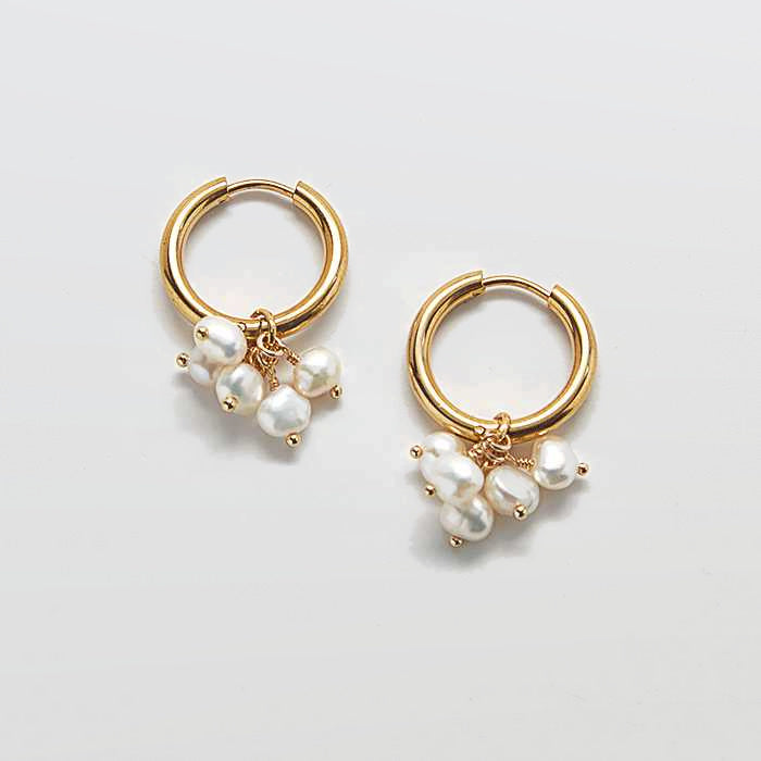 Gold Pearl Huggie Earrings - Best Seller - Admiral Row