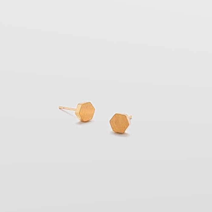 Gold Solid Hexagon Stud Earrings - Admiral Row