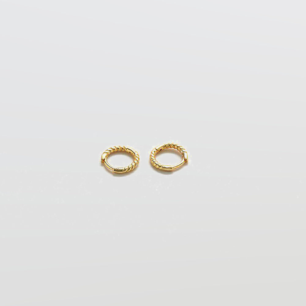 Mini 8mm Gold Rope Twist Huggies Earrings