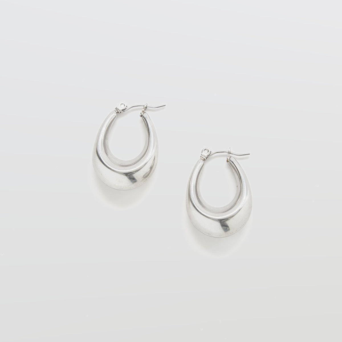 Silver Oval Hoop Earrings - Admiral Row