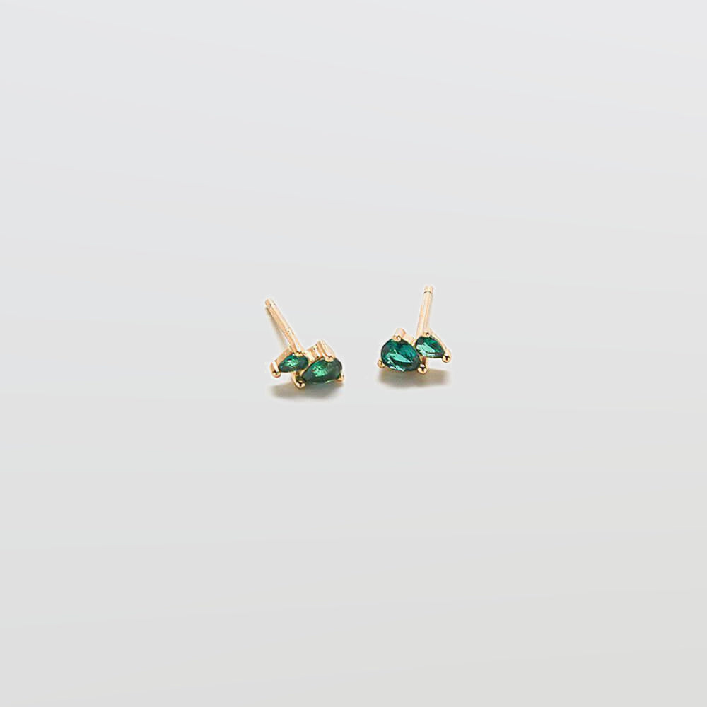 Green CZ Double Teardrop Stud Earrings - Admiral Row