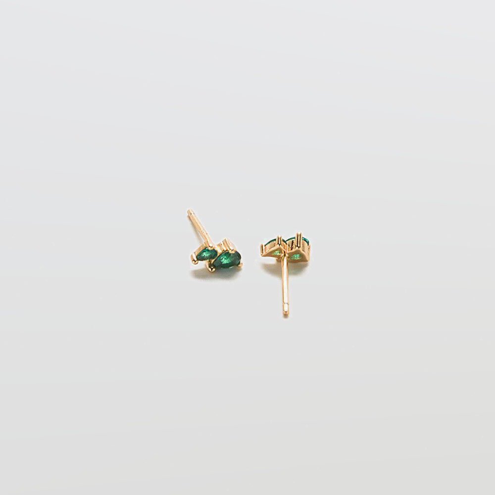 Green CZ Double Teardrop Stud Earrings - Admiral Row