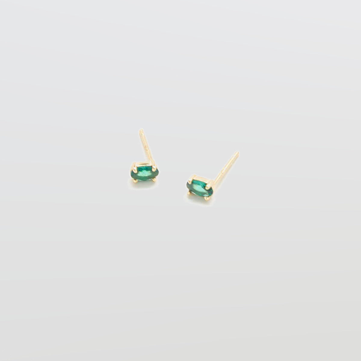 Green CZ Oval Stud Earrings - Admiral Row