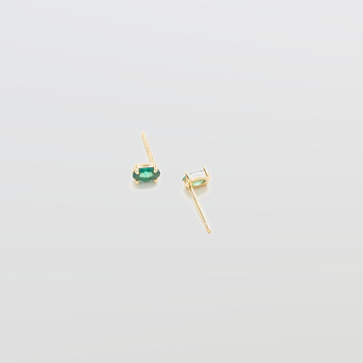 Green CZ Oval Stud Earrings - Admiral Row