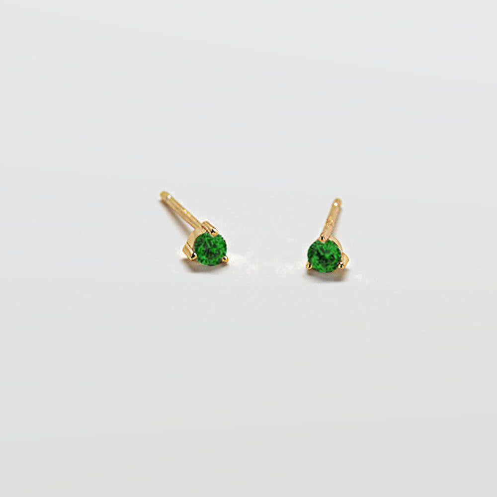 Green CZ Round Stud Earrings - Admiral Row