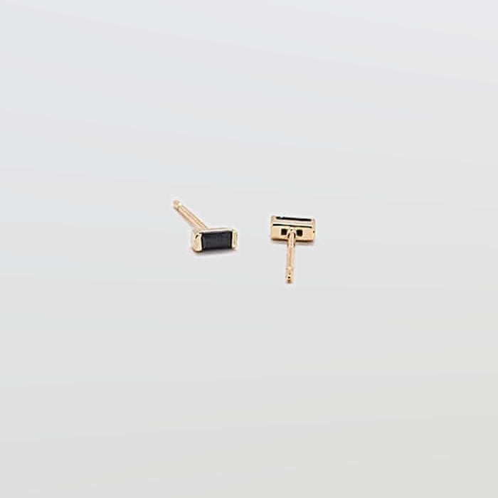 Mini Black Baguette Gold Studs - Admiral Row
