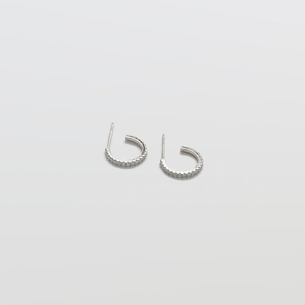 Mini Pave Silver Hoop