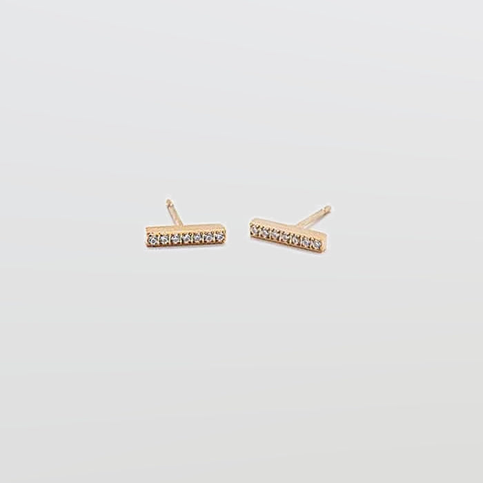 Pave Gold Bar Stud Earrings - Admiral Row