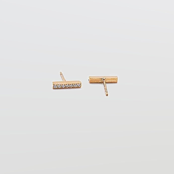 Pave Gold Bar Stud Earrings - Admiral Row