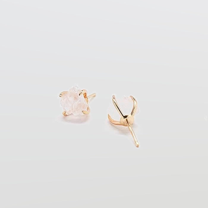 Rose Quartz Gold Claw Studs - Best Seller - Admiral Row