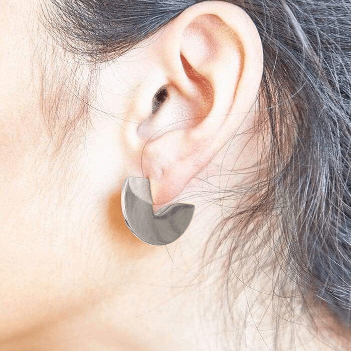 Silver Geometric Mini Semi-Circle Stud Earrings - Admiral Row