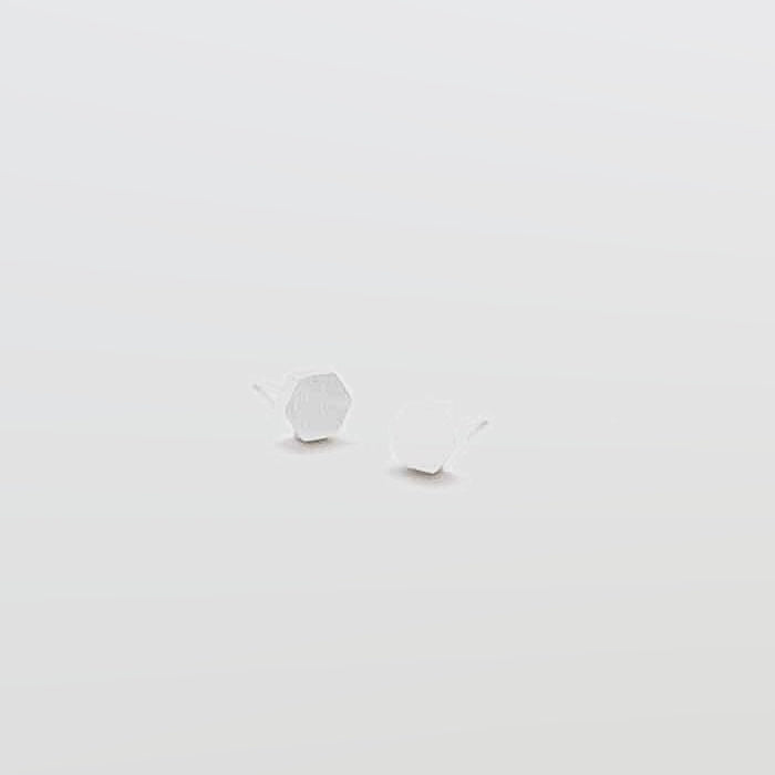 Silver Solid Hexagon Stud Earrings - Admiral Row