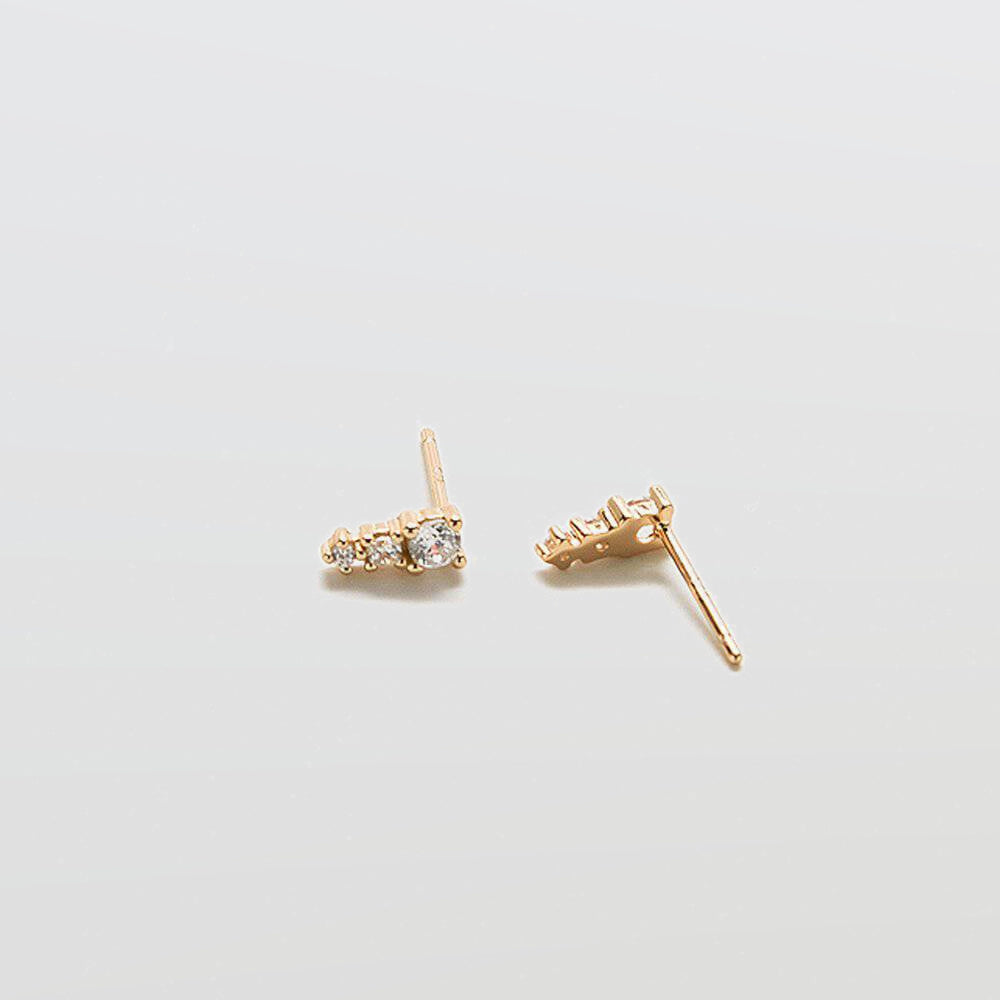 Tiny CZ Drop Bar Stud Earrings - Admiral Row