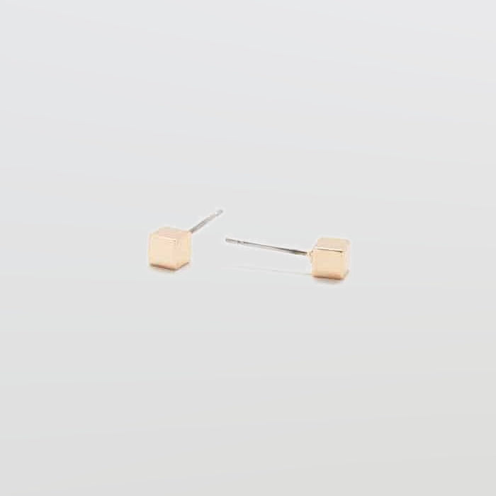 Tiny Gold Cube Square Earrings - Admiral Row