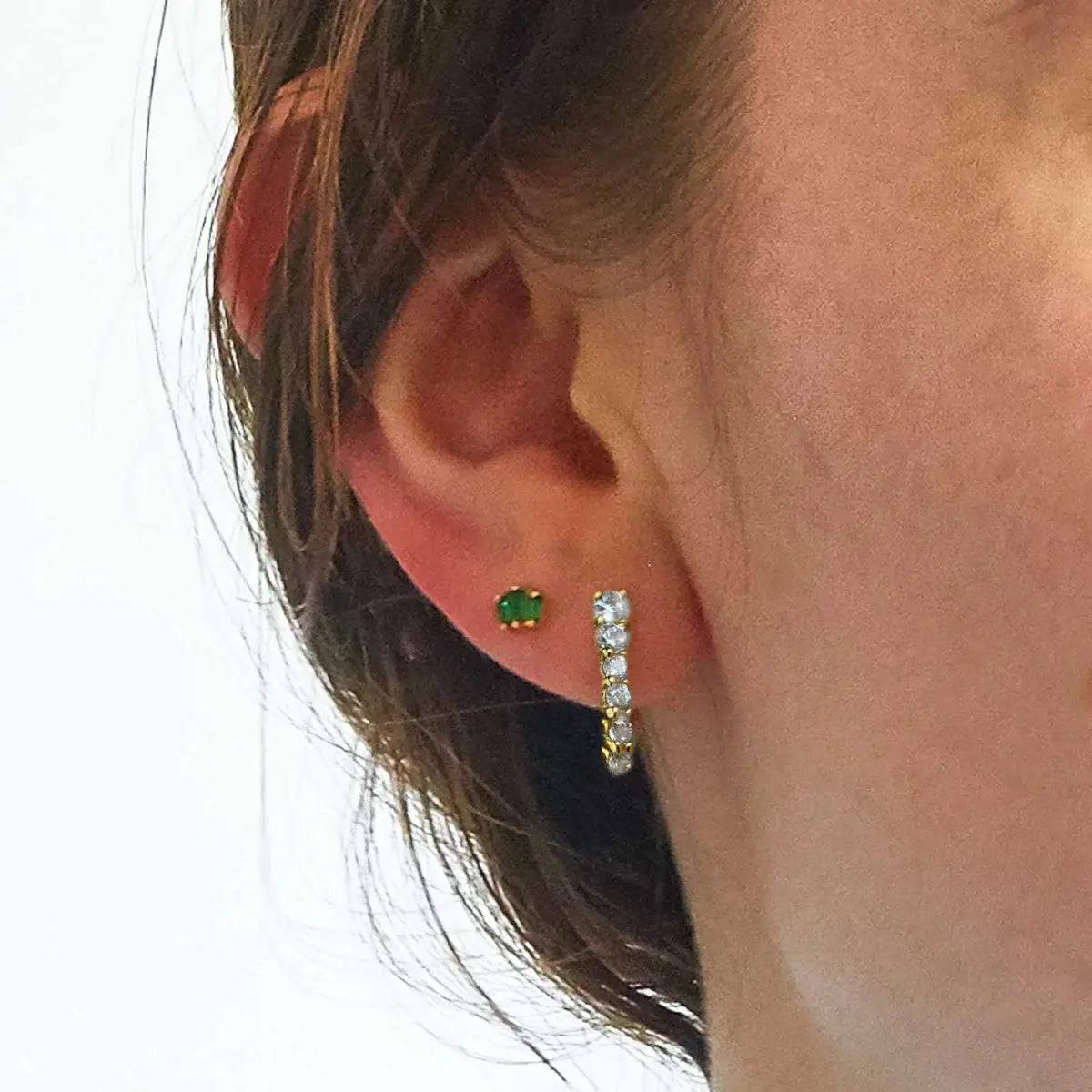 White CZ Huggie Hoop Earrings - Admiral Row