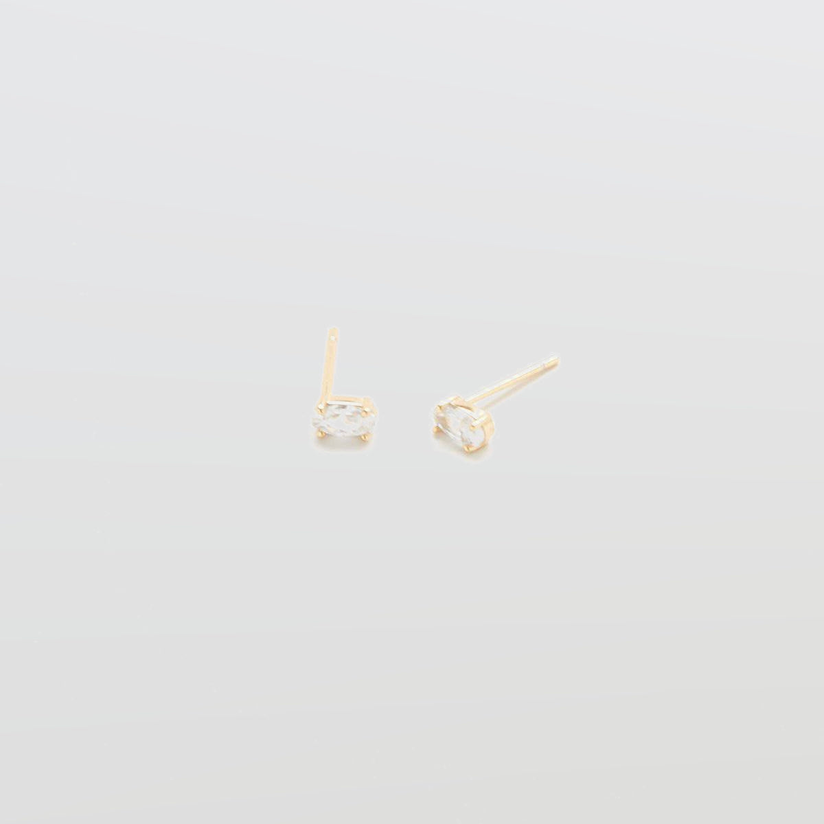 White CZ Oval Stud Earrings - Admiral Row
