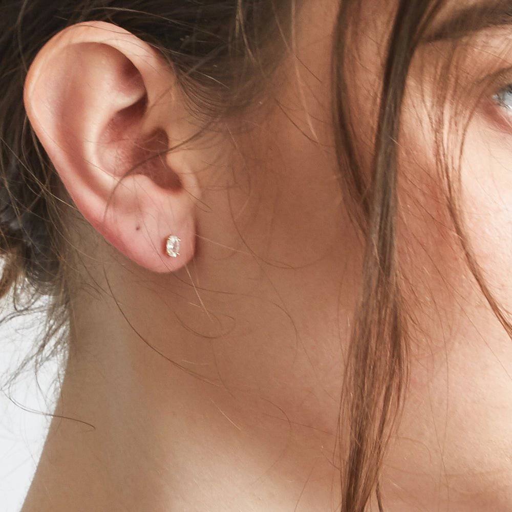 White CZ Oval Stud Earrings - Admiral Row