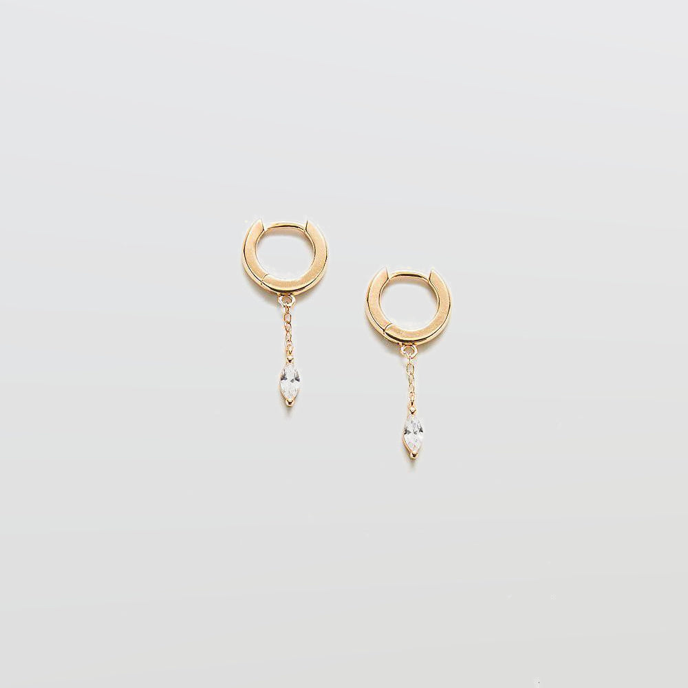 White CZ Short Chain Huggie Earrings - Admiral Row
