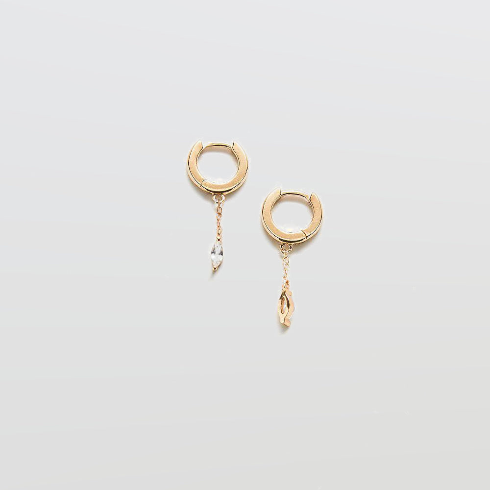 White CZ Short Chain Huggie Earrings - Admiral Row