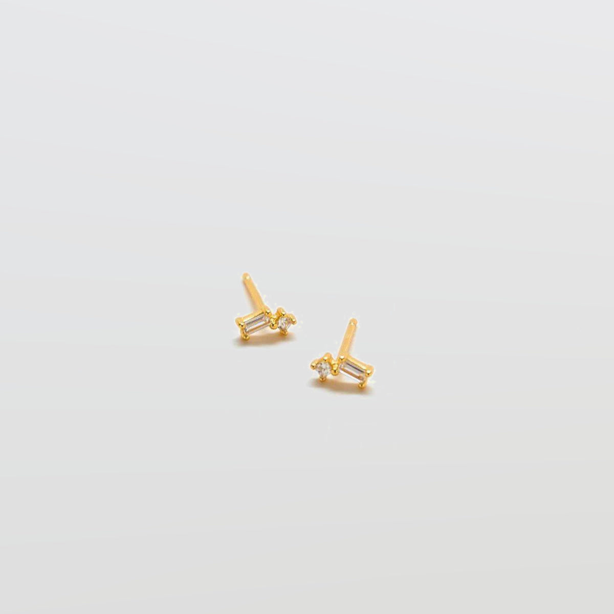 White Geo Baguette Gold Studs - Admiral Row