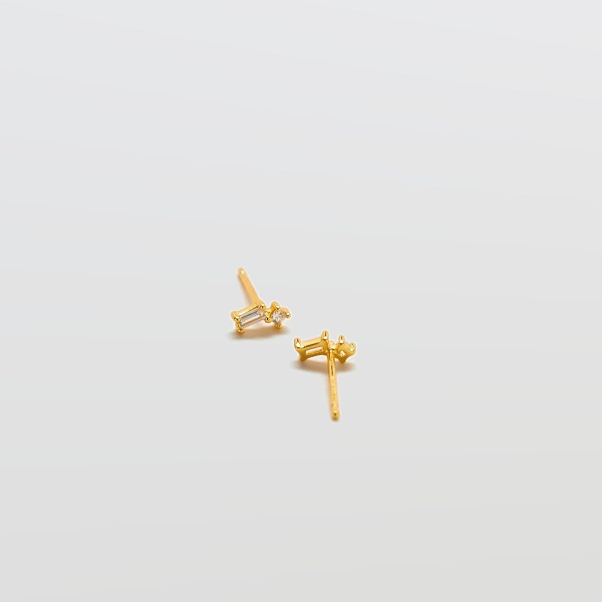 White Geo Baguette Gold Studs - Admiral Row