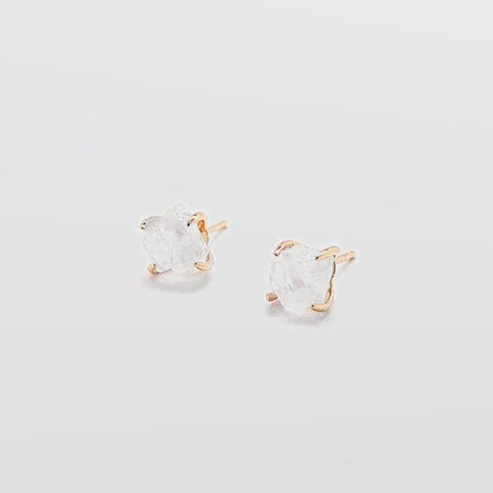 White Quartz Gold Claw Studs - Admiral Row