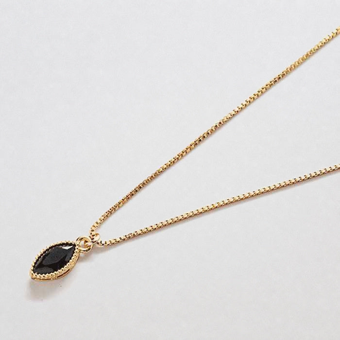 Black CZ Teardrop Dainty Necklace - Admiral Row