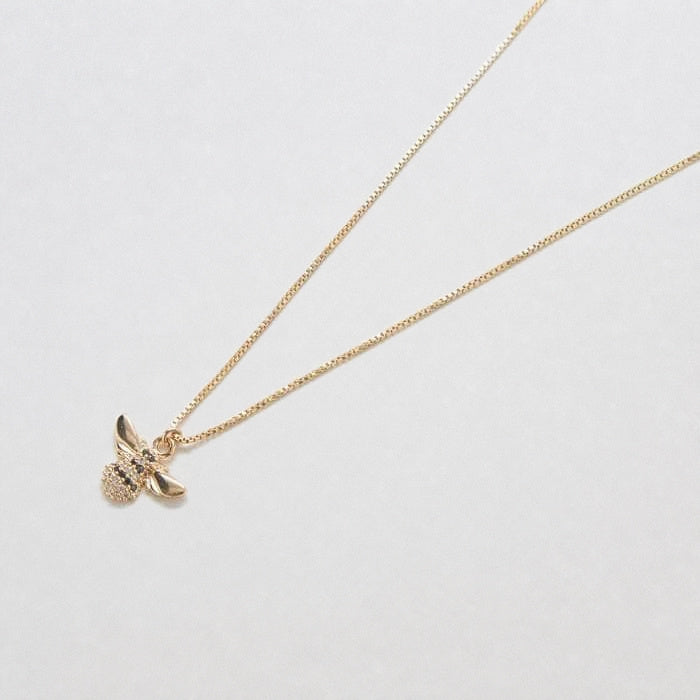 Gold Pave Bee Necklace - Admiral Row