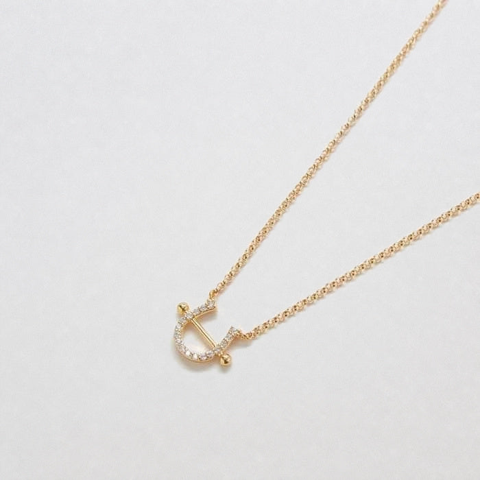 Gold Pave Horseshoe Necklace - Admiral Row