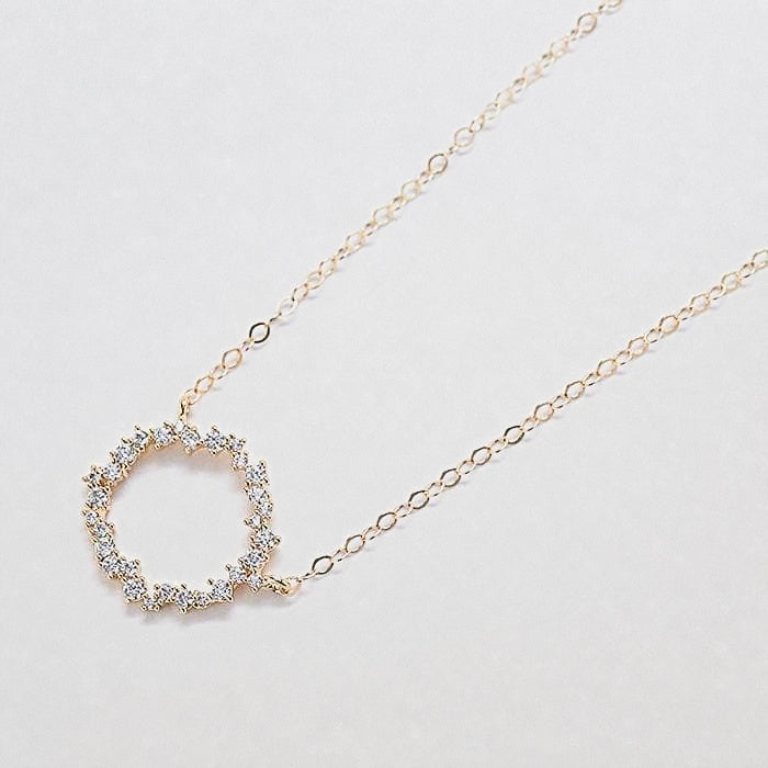 Gold Pave Stone Circle Necklace - Admiral Row