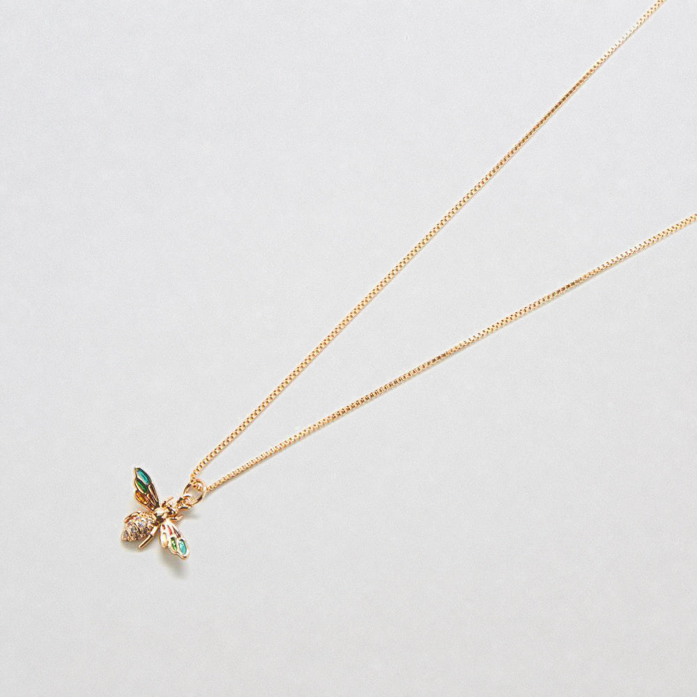 Pave Multicolor Bee Necklace - Admiral Row