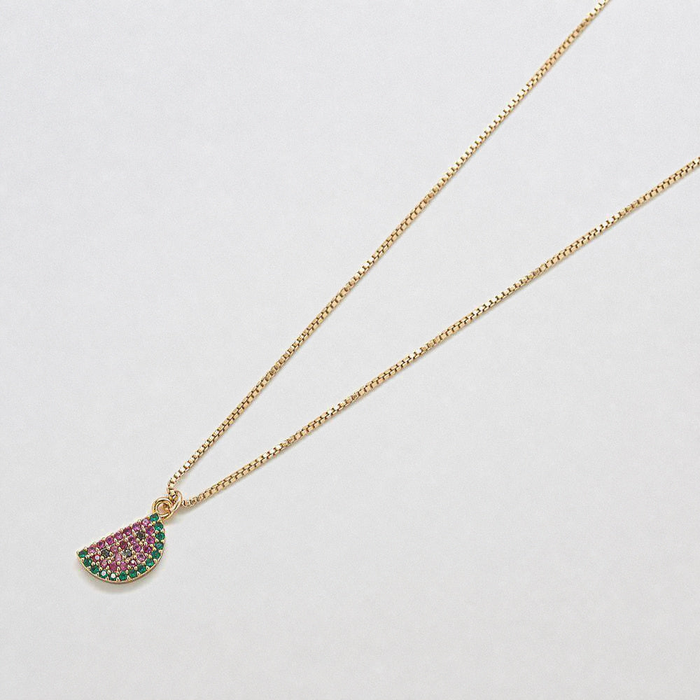 Pave Watermelon Gold Necklace - Admiral Row