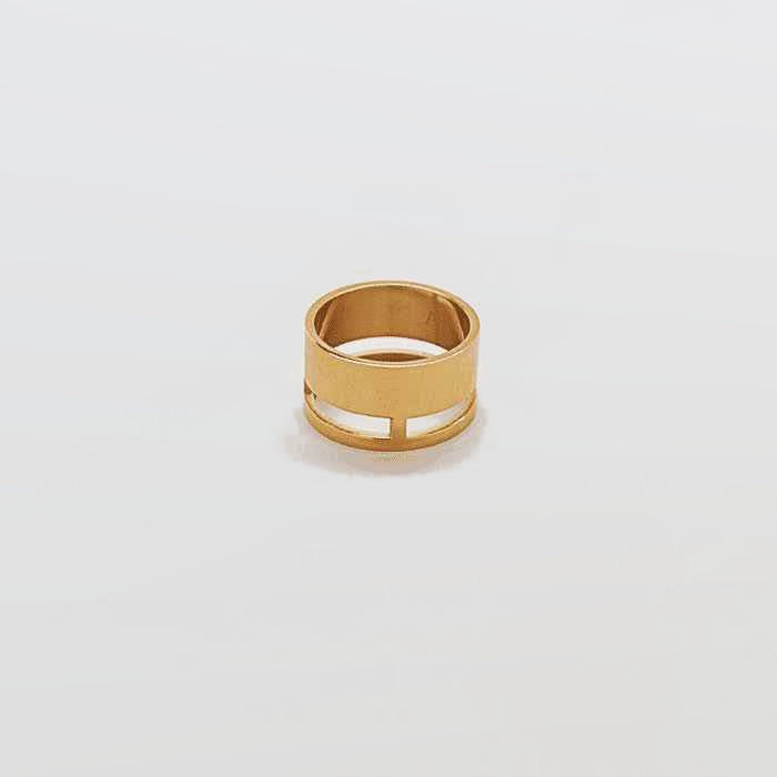 Gold Geo Wide Bar Ring - Admiral Row