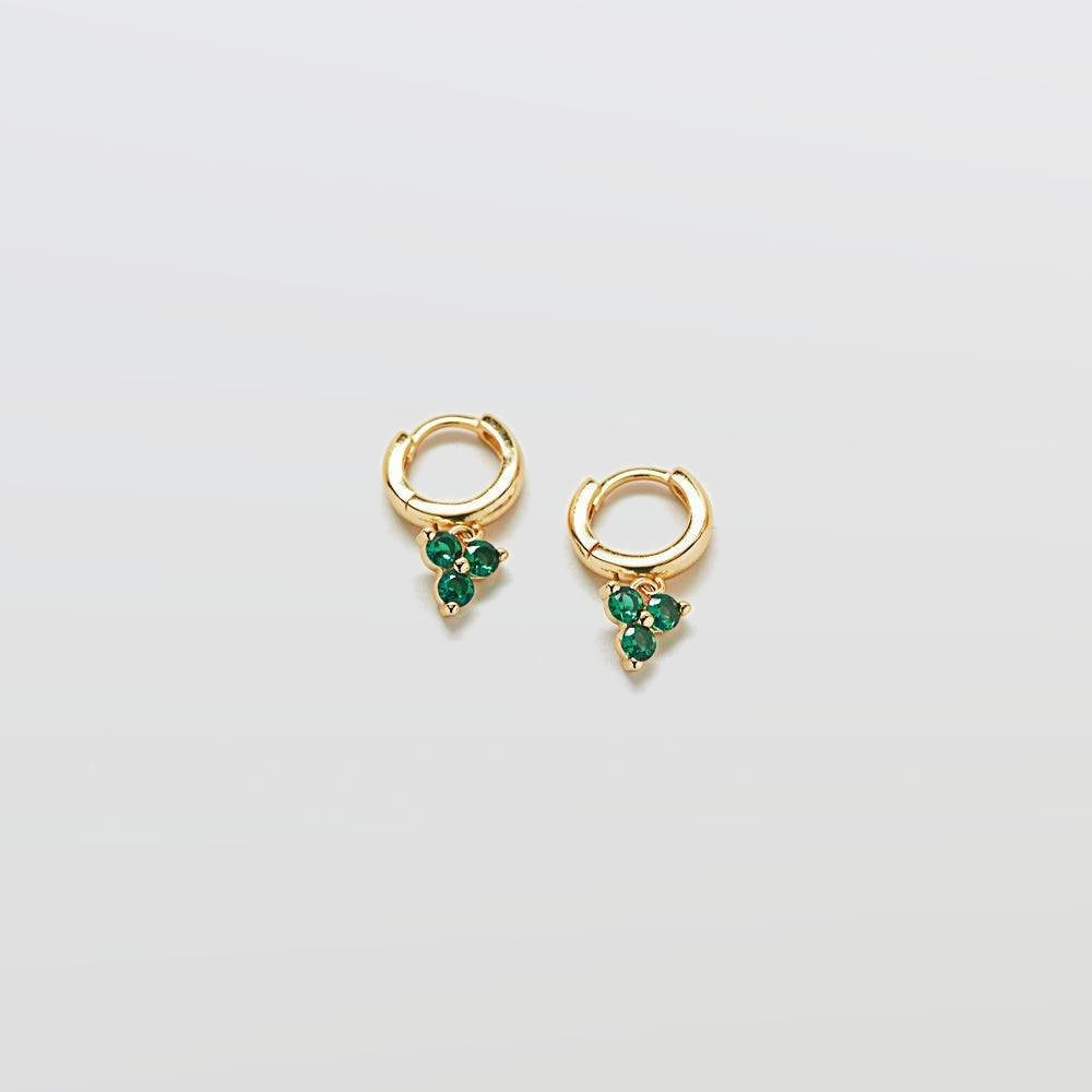 Green Pave Geometric Huggie Earrings - Imperfect - Admiral Row