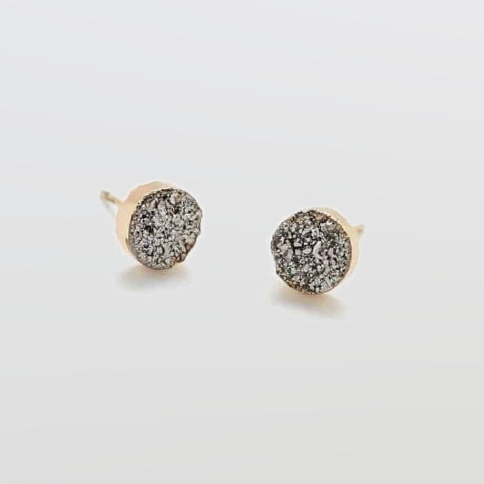 Silver Druzy Stud Earrings - Imperfect - Admiral Row