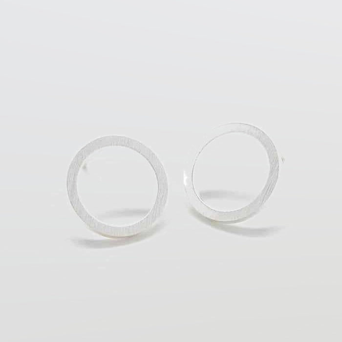 Silver Open Circle Stud Earrings - Imperfect - Admiral Row