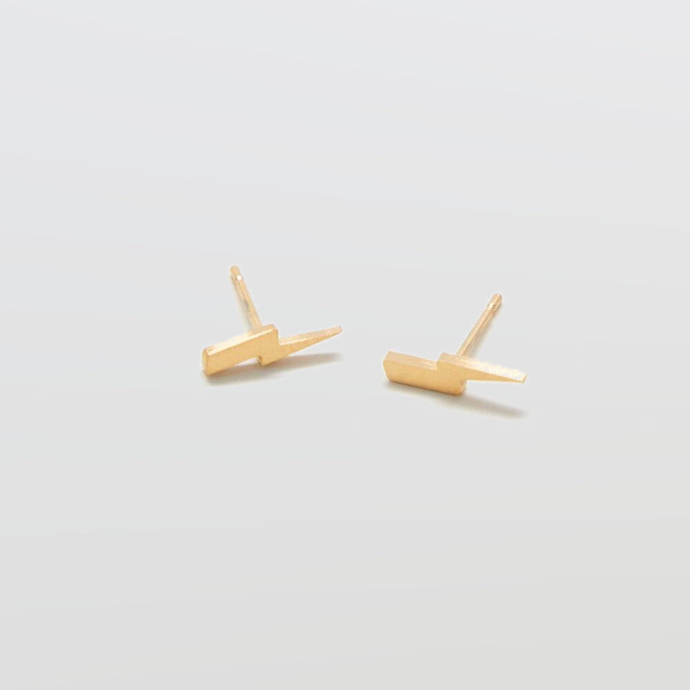 Gold Lightning Bolt Stud Earrings - Imperfect - Admiral Row