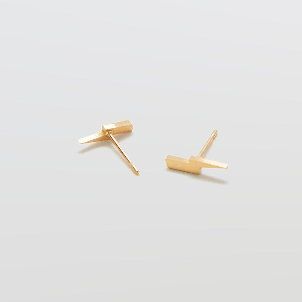 Gold Lightning Bolt Stud Earrings - Imperfect - Admiral Row