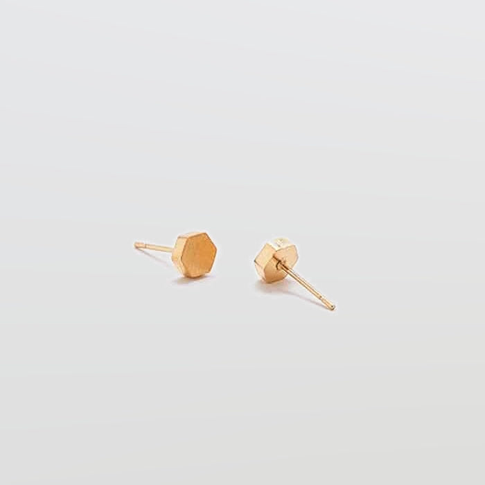 Gold Solid Hexagon Stud Earrings - Imperfect - Admiral Row