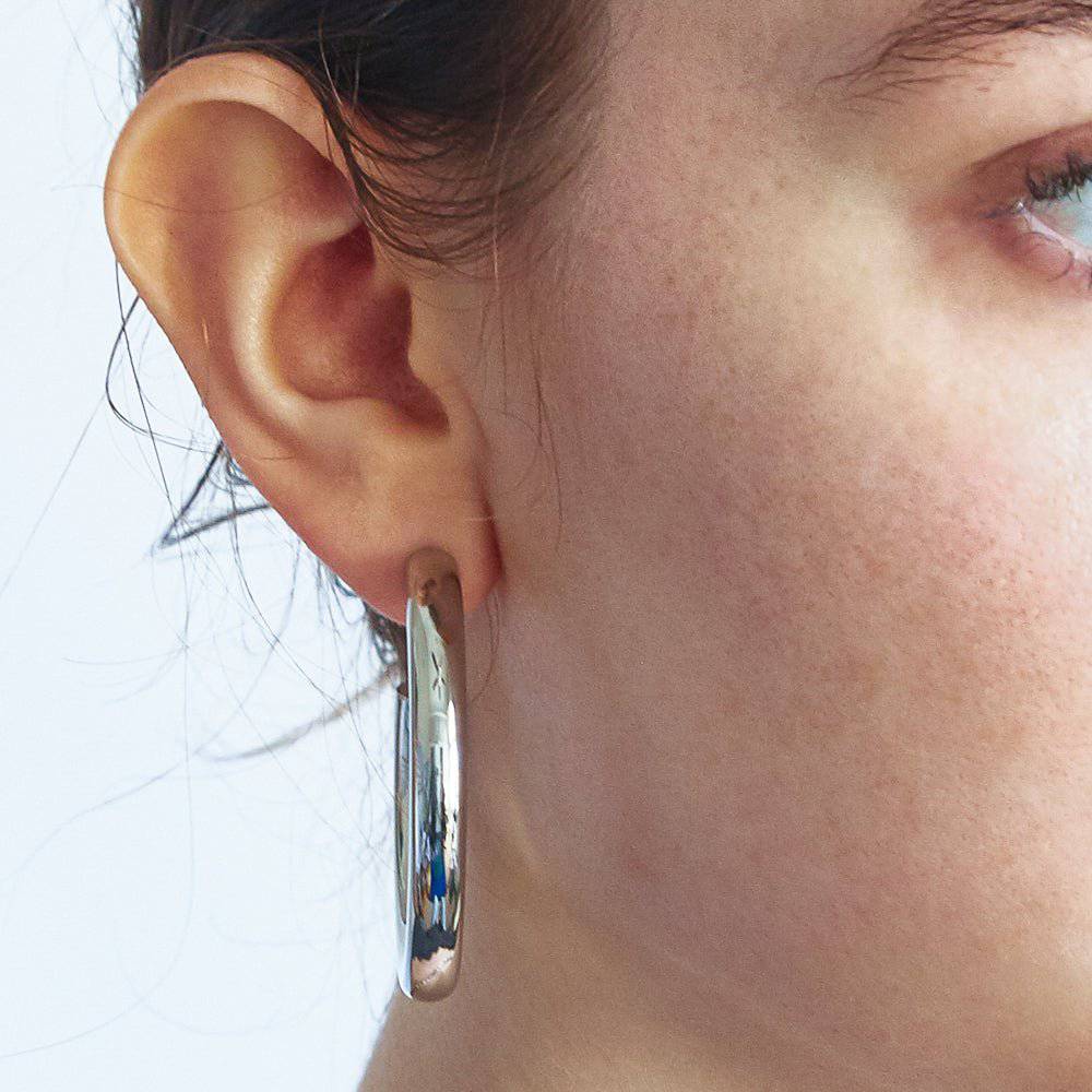 Medium Silver Hoop Earrings - Imperfect - Admiral Row
