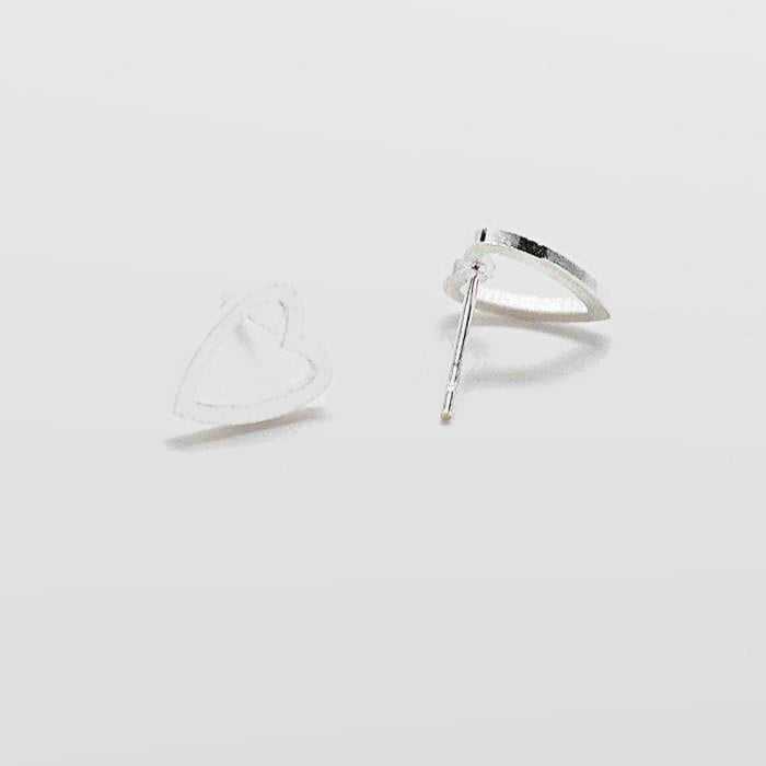 Silver Heart Outline Stud Earrings - Imperfect - Admiral Row